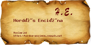 Hordós Enciána névjegykártya